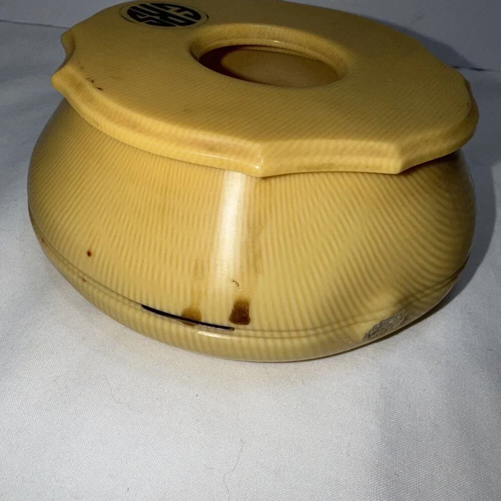 Bakelite Celluloid Hair Catcher Vanity Lidded ERS monogram